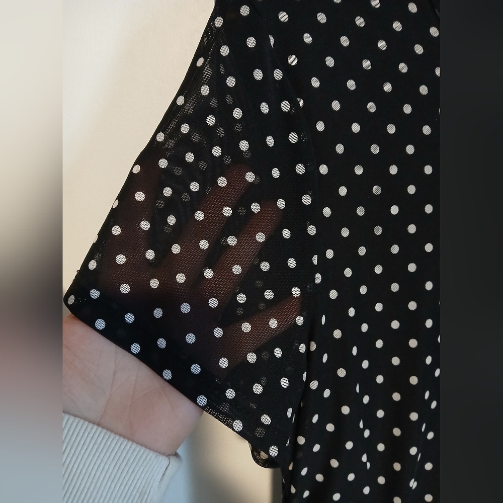 Le Château Polka Dot Ruched Wiggle Dress XL Black White Pin Up Rockabilly - Picture 6 of 9